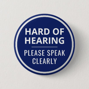 Minimalist Navy Blue White Hard of Hearing 6 Cm Round Badge