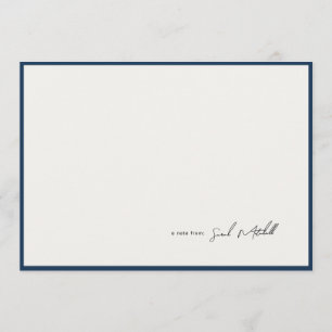 Minimalist Navy Border Personalized Script Card