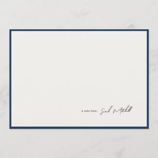Minimalist Navy Border Personalized Script Card