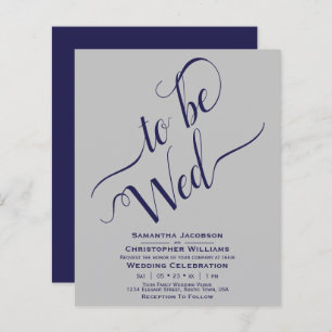Minimalist Navy & Grey BUDGET Wedding Invitation