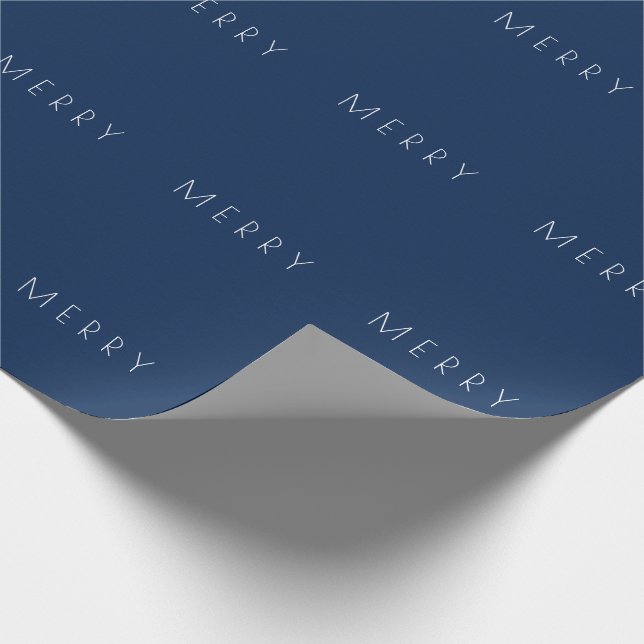 Minimalist Navy Merry Pattern Wrapping Paper (Corner)