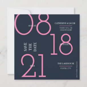 Minimalist Navy Pink Wedding Witty Message Save The Date