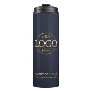 Minimalist Navy Promotional Company Business Logo Thermal Tumbler