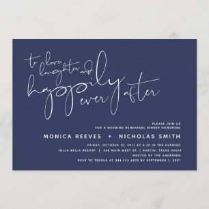 Minimalist Navy Script Wedding Rehearsal Dinner Invitation