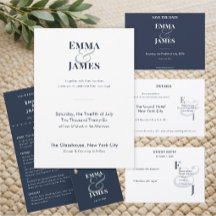 Minimalist Navy Small 2 RSVP Card | QR Code