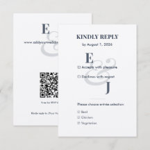 Minimalist Navy Small RSVP Card | QR Code