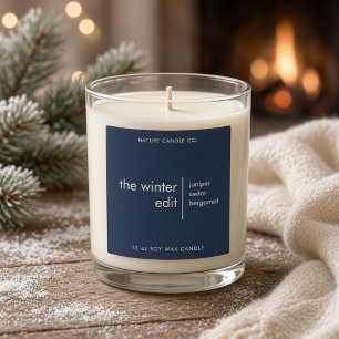 Minimalist Navy Winter Edit Candle Branding Square Sticker