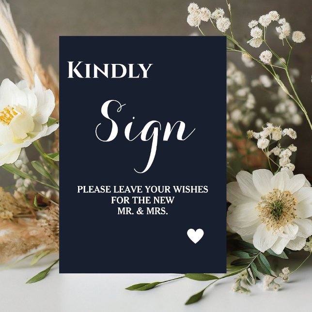 Minimalist navyblue wedding guest book sign (Creator Uploaded)