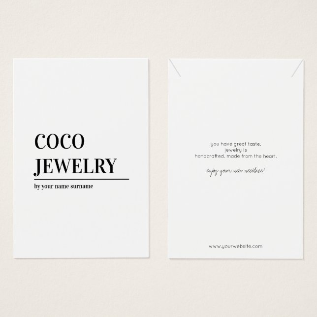 Minimalist  Necklace Jewellery Display Card (Front & Back)
