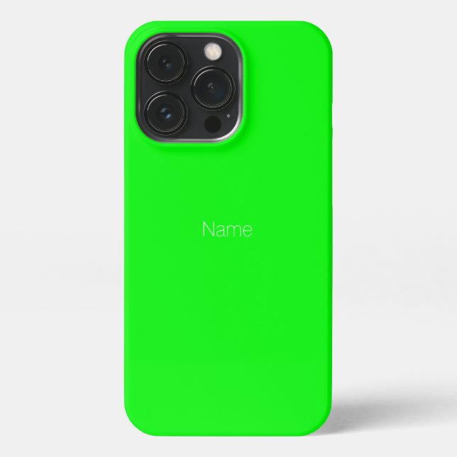 Minimalist neon green screen custom name monogram iPhone case (Back)