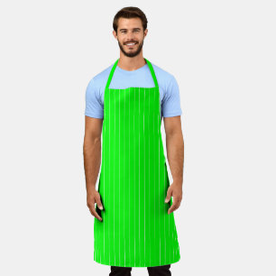 Minimalist neon green white vertical pinstripes apron