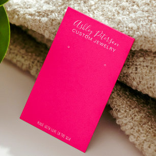 Minimalist neon pink jewellery earring display business card
