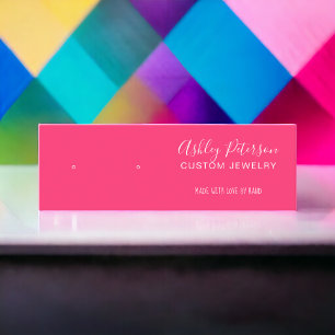 Minimalist neon pink jewellery earring display mini business card