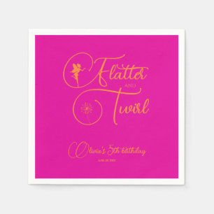 Minimalist Neon Pink Simple Girl Fairy Birthday Napkin