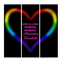 Minimalist Neon Rainbow Heart "Love is Love" Custo
