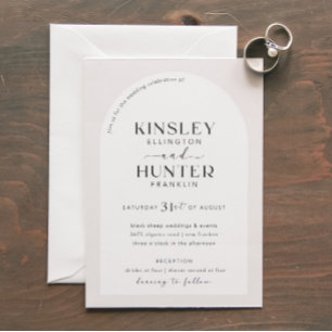 Minimalist Neutral Arches Wedding Invitation