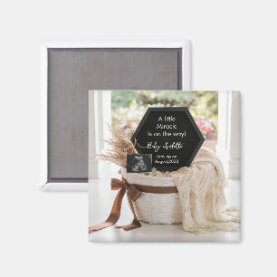 Minimalist Neutral basket pregnancy announcement Magnet