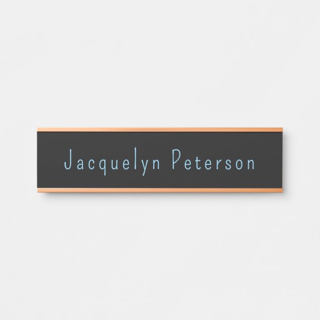 Minimalist Neutral Black Blue Elegant Modern Name Door Sign (Front)