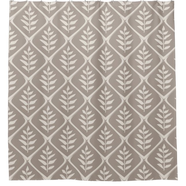 Minimalist Neutral Botanical Shower Curtain (Front)