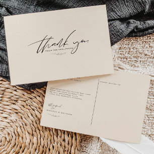 Minimalist Neutral Colour Wedding Thank You Postcard