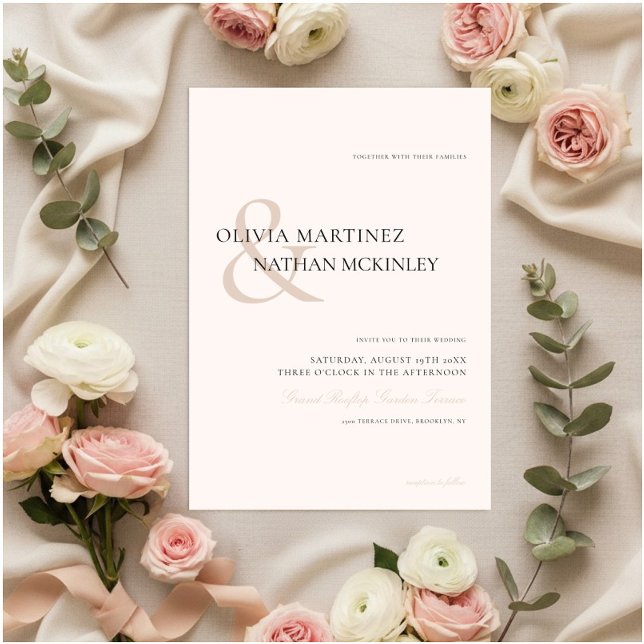 Minimalist Neutral Elegant Cream and Beige Wedding Invitation (Creator Uploaded)