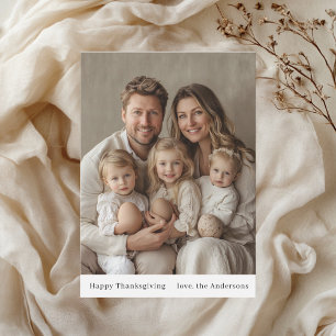 Minimalist Neutral Family Photo Thanksgiving  Invitation