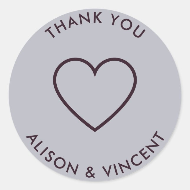 Minimalist Neutral Lavender Wedding Thank You Clas Classic Round Sticker (Front)