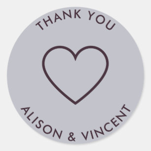 Minimalist Neutral Lavender Wedding Thank You Clas Classic Round Sticker