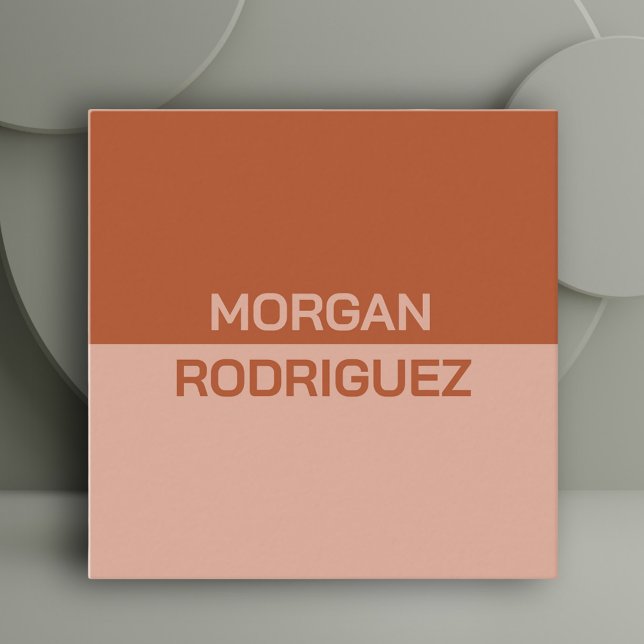 Minimalist neutral orange copper terracotta  square business card (Neutral Orange copper terracotta QR code design)