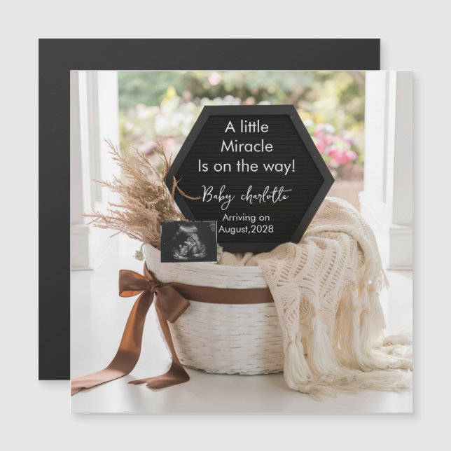 Minimalist Neutral pregnancy announcement card (Front/Back)