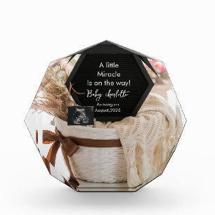 Minimalist Neutral pregnancy announcement keepsake Photo Block