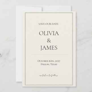 Minimalist Neutral Save The Date Cards