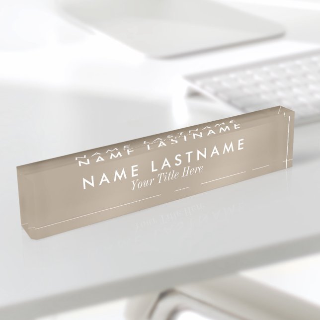 Minimalist Neutral Tan Beige Modern Elegant Simple Nameplate (Creator Uploaded)