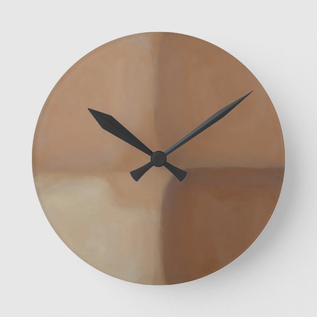 Minimalist Neutral Terracotta Squares Round Clock (Front)