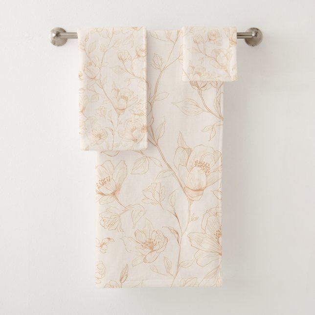 Minimalist Neutral Wildflower Bath Towel Set (Insitu)