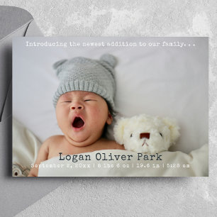 Minimalist New Baby Photo Birth Announcement