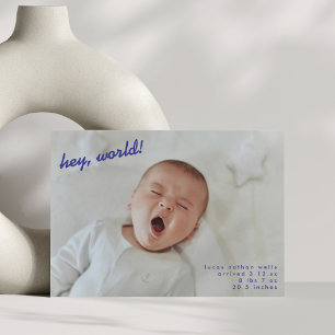 Minimalist New Baby Photo Newborn Hello Birth Announcement
