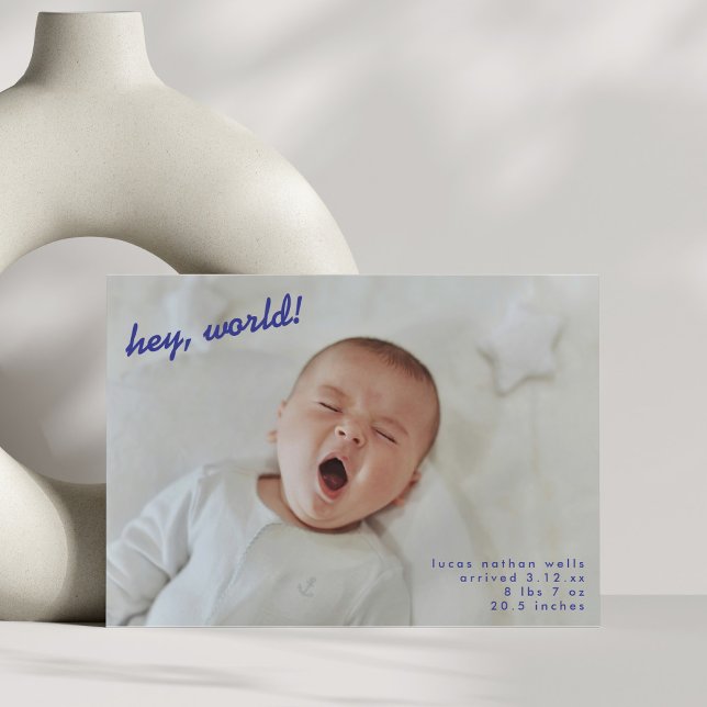 Minimalist New Baby Photo Newborn Hello Birth Announcement (Creator Uploaded)