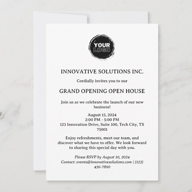 Minimalist New Business Open House Invitation (Front)
