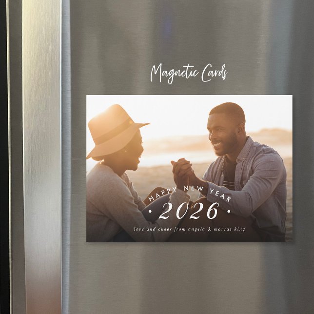 Minimalist New Year Photo Overlay Magnetic Card (Creator Uploaded)
