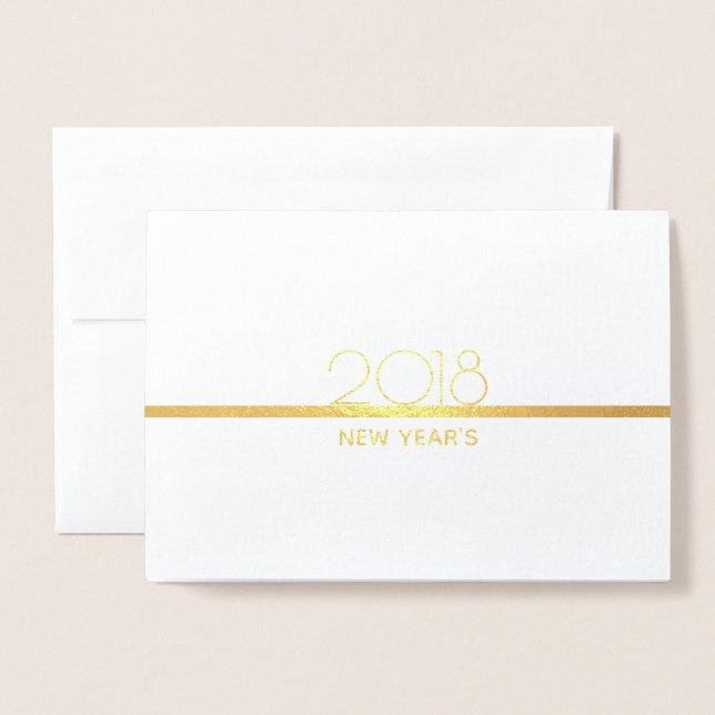 Minimalist New Years Celebration | Gold Foil Card (Front With Envelope)