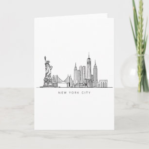 Minimalist New York City Skyline Line Art Card