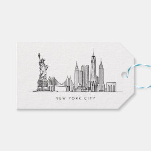 Minimalist New York City Skyline Line Art Gift Tags