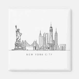Minimalist New York City Skyline Line Art Magnet