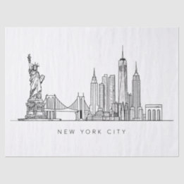 Minimalist New York City Skyline Line Art Tissue Paper
