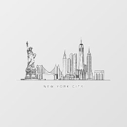 Minimalist New York City Skyline Line Art Wall Decal