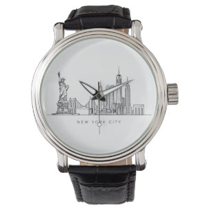 Minimalist New York City Skyline Line Art Watch
