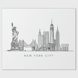 Minimalist New York City Skyline Line Art Wrapping Paper