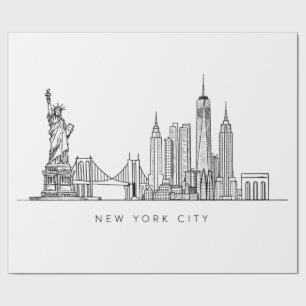 Minimalist New York City Skyline Line Art Wrapping Paper