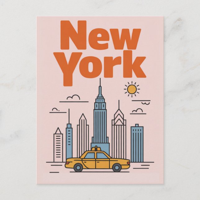 Minimalist New York City Travel Skyline  Postcard (Front)